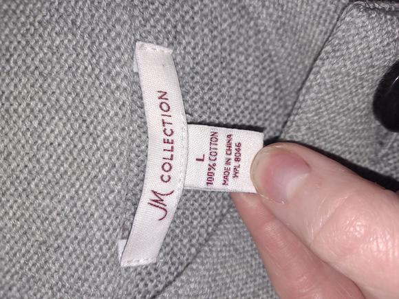 JM Collection Gray to Black Transition 1/2 Button 100% Cotton Sweater Size Large - Picture 3 of 5